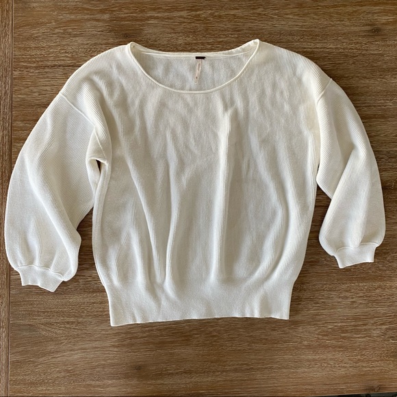 Free People Creamy White Slouchy Ribbed Sweater - Picture 2 of 12